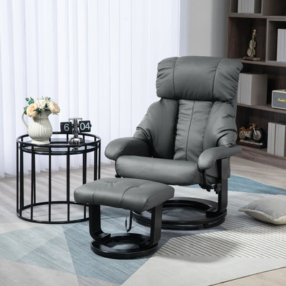 Faux Leather Swivel Massage Recliner with Ottoman, Remote, Side Pocket for Relaxation | Living Room Essentials New Era Fashion LLc