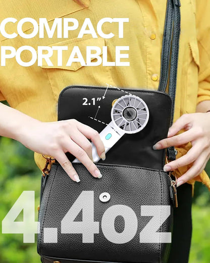 Handheld Fan, Mini Small Portable Turbo Fan, Rechargeable with 4 High Speeds Personal Fans, Max 16H Runtime, For Travel, Office, Outdoor - New Era Fashion LLc