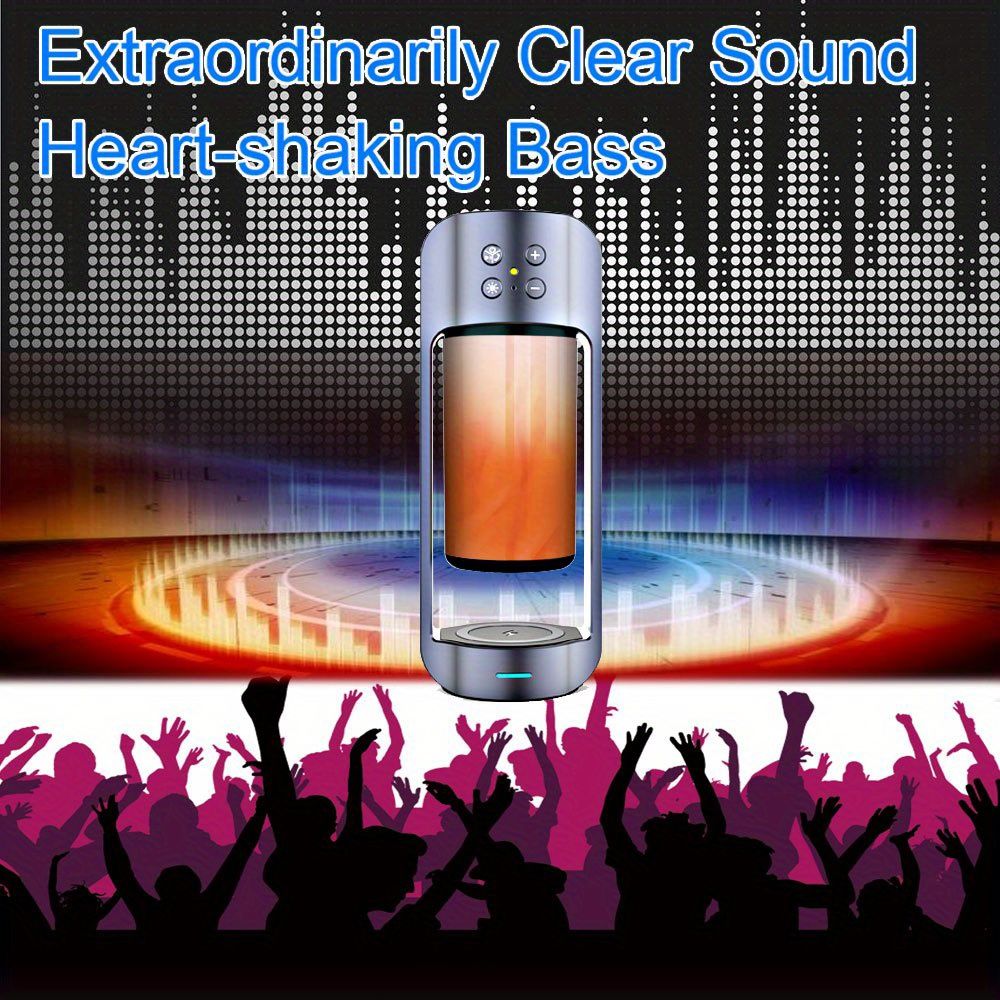 Portable Wireless Flame LED Speaker With Wireless Charger; Speaker With 10 Hours Working Time; 10W Speaker BT 4.2 Version; Mega Bass Sound Quality For Indoor And Outdoor New Era Fashion LLc