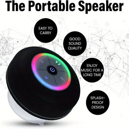 Waterproof Bluetooth Shower Speaker - USB Rechargeable, with Suction Cup Mount, Wireless Bathroom Speaker featuring Clear Audio and Easy Button Control (Black) New Era Fashion LLc