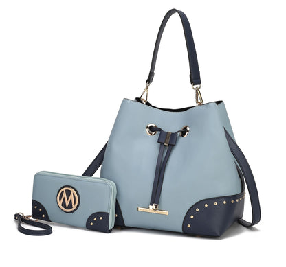 MKF Collection Candice Color Block Bucket Handbag with matching Wallet by Mia K New Era Fashion LLc