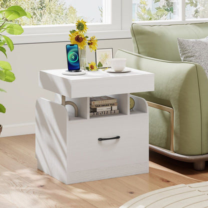 Nightstand with Charging Station Modern Bedside Table for Living Room Bedroom Office New Era Fashion LLc