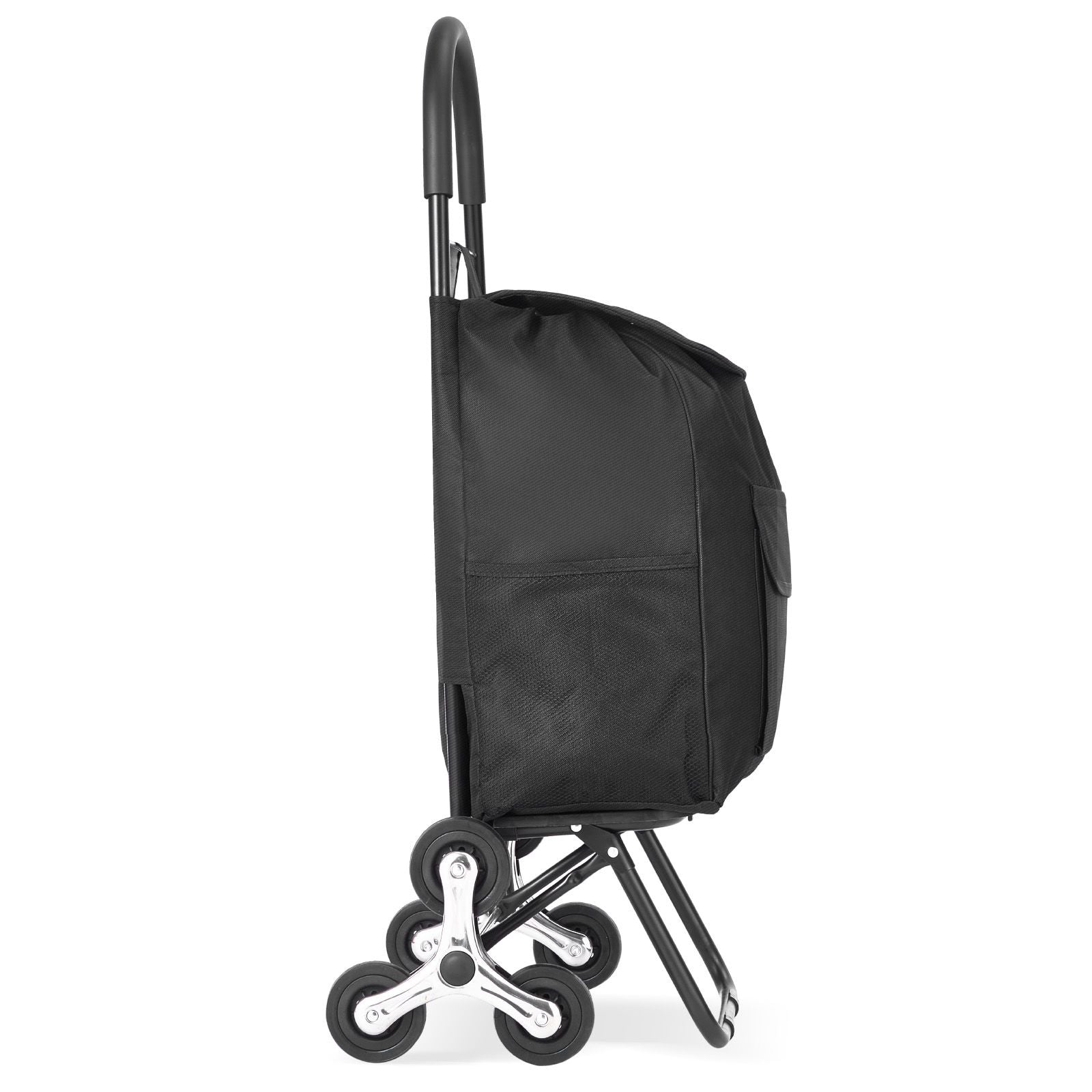 Stair Climber Trolley Dolly, 36L Folding Shopping Cart, Grocery Cart Trolley Laundry Stair Climbing Handcart with 6 Wheels & Oxford Cloth Bag, Foldable Cart for Shopping Grocery Laundry, Black New Era Fashion LLc