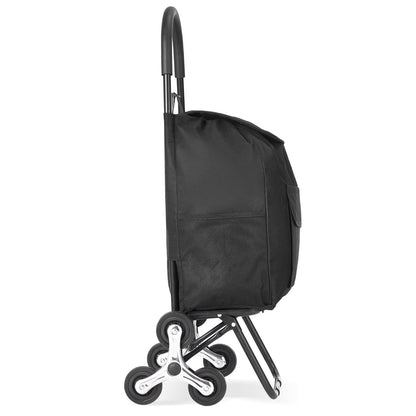 Stair Climber Trolley Dolly, 36L Folding Shopping Cart, Grocery Cart Trolley Laundry Stair Climbing Handcart with 6 Wheels & Oxford Cloth Bag, Foldable Cart for Shopping Grocery Laundry, Black New Era Fashion LLc