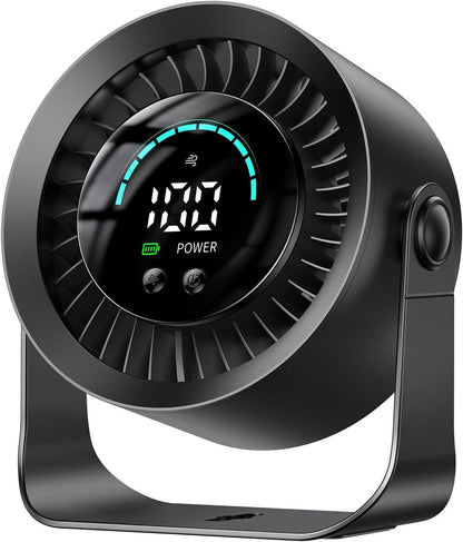 Rechargeable USB Desk Fan for Bedroom, 100 Speeds, 360° Rotation, Wall Mounted Design Small Portable Table Fan with LED Display, Quiet Personal Desktop Cooling Fans for Home Office New Era Fashion LLc