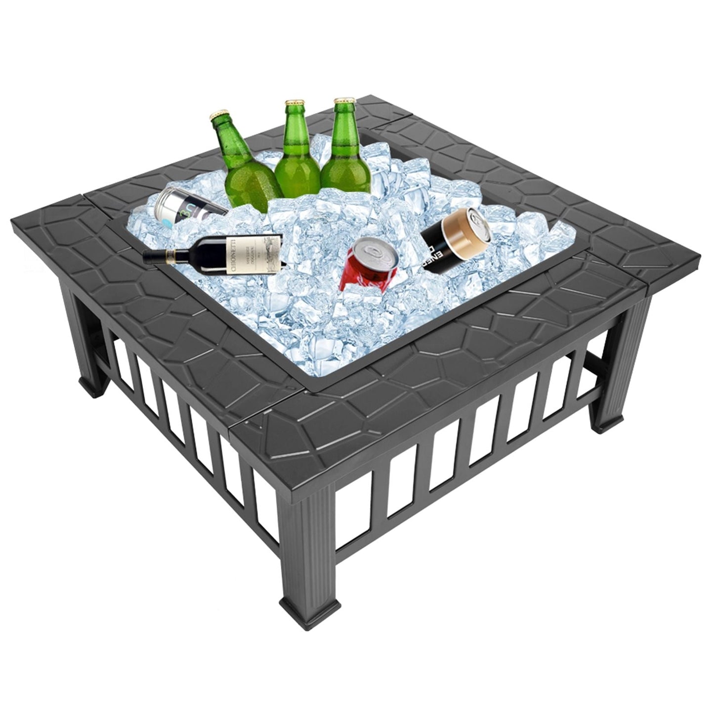 Portable Courtyard Metal Fire Pit with Accessories Black New Era Fashion LLc