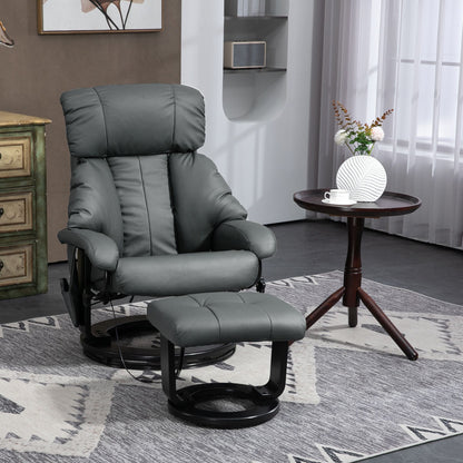 Faux Leather Swivel Massage Recliner with Ottoman, Remote, Side Pocket for Relaxation | Living Room Essentials New Era Fashion LLc