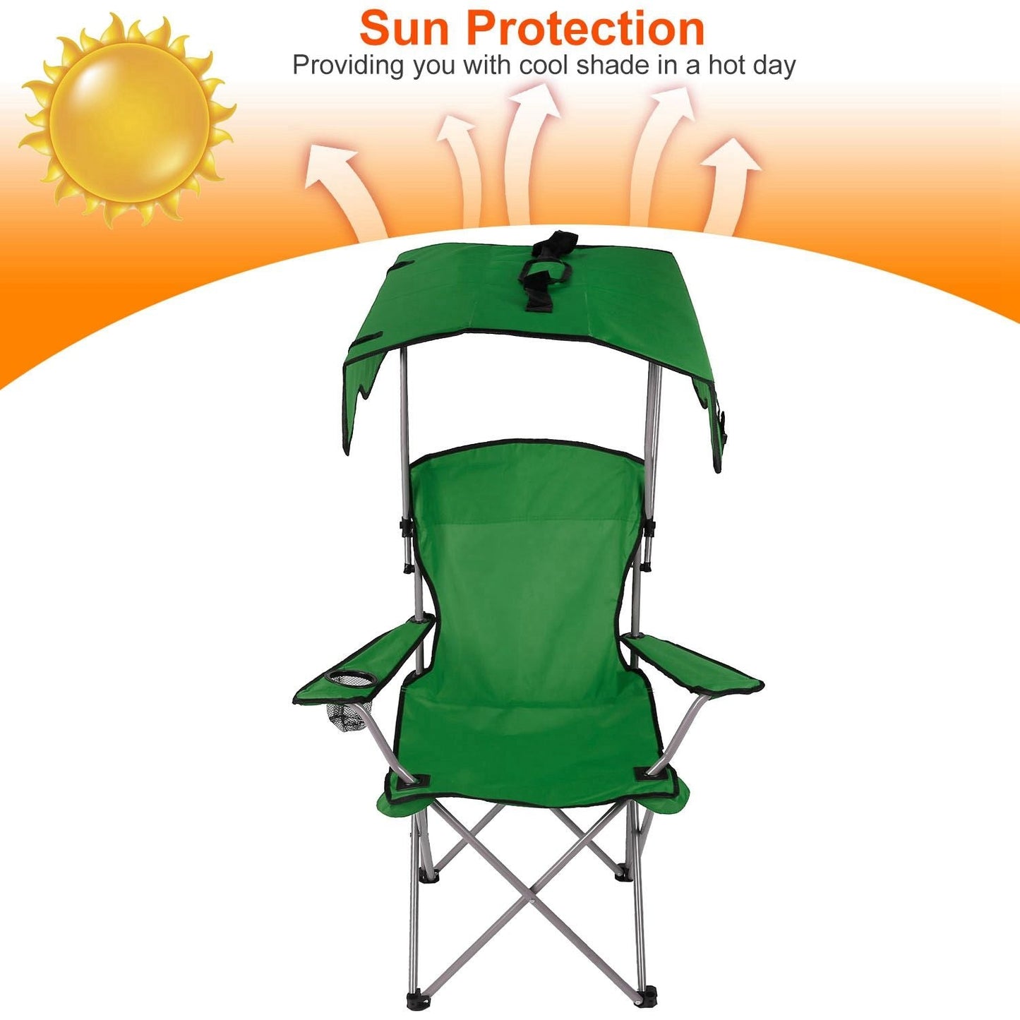 Foldable Beach Canopy Chair Sun Protection Camping Lawn Canopy Chair 330LBS Load Folding Seat New Era Fashion LLc