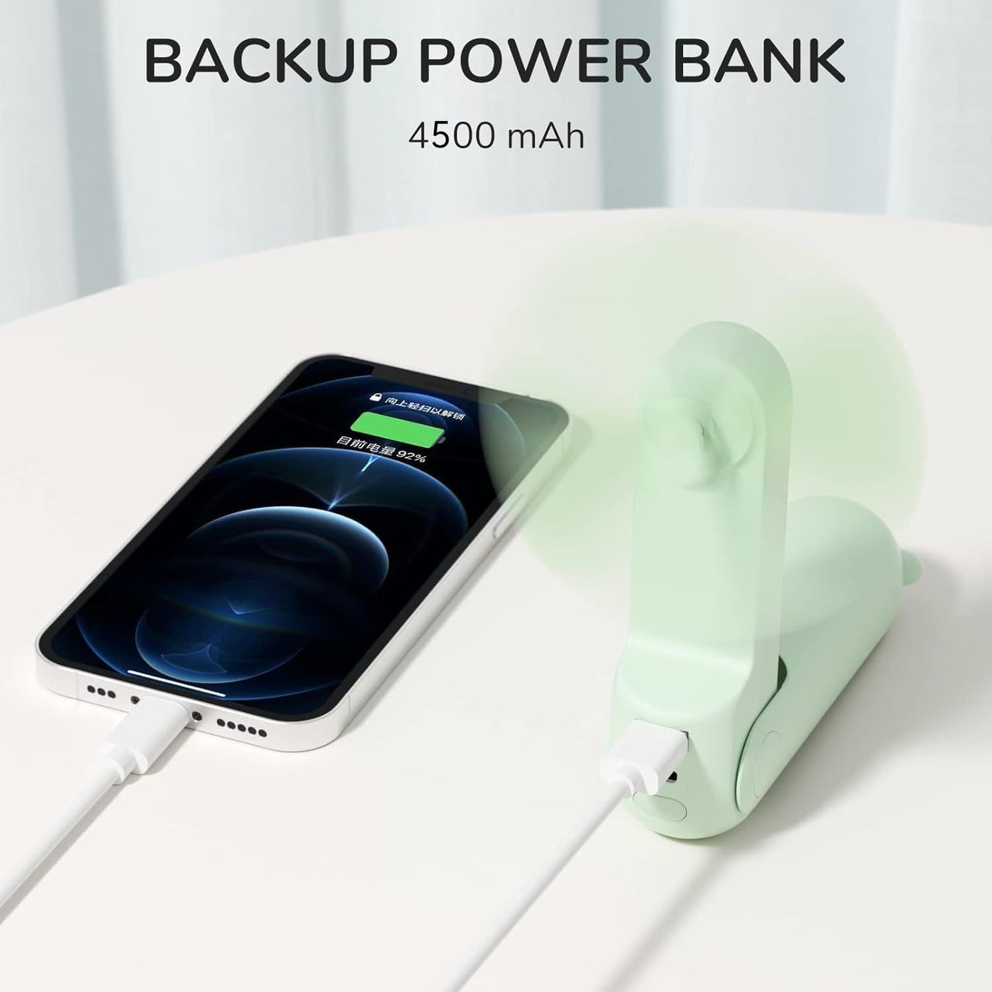 Handheld Fan with 4500 mAh Powerbank Max 37 Hours Runtime, Pocket Portable Battery Operated or USB Powered Folding Personal Fan, 3 Speeds, Gifts for Women Men Kids Gift for Festival New Era Fashion LLc