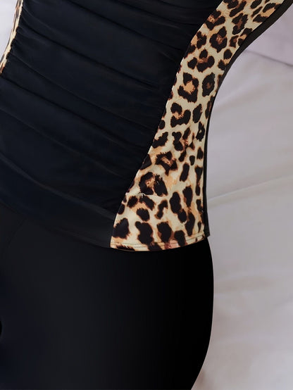 Women's two-piece leopard print side quick drying camisole swimsuit New Era Fashion LLc