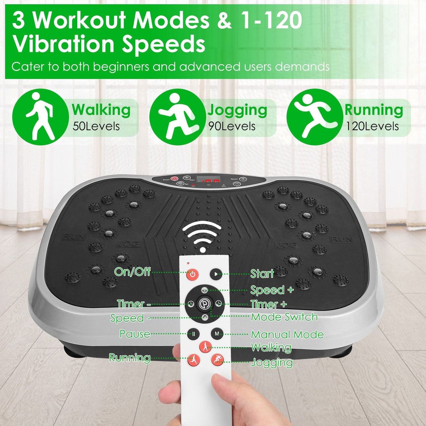 Vibration Exercise Machine With Resistant Bands Remote Control Whole Body Vibration Platform Workout Equipment Home Fitness Training Equipment For Weight Loss Fat Burner New Era Fashion LLc