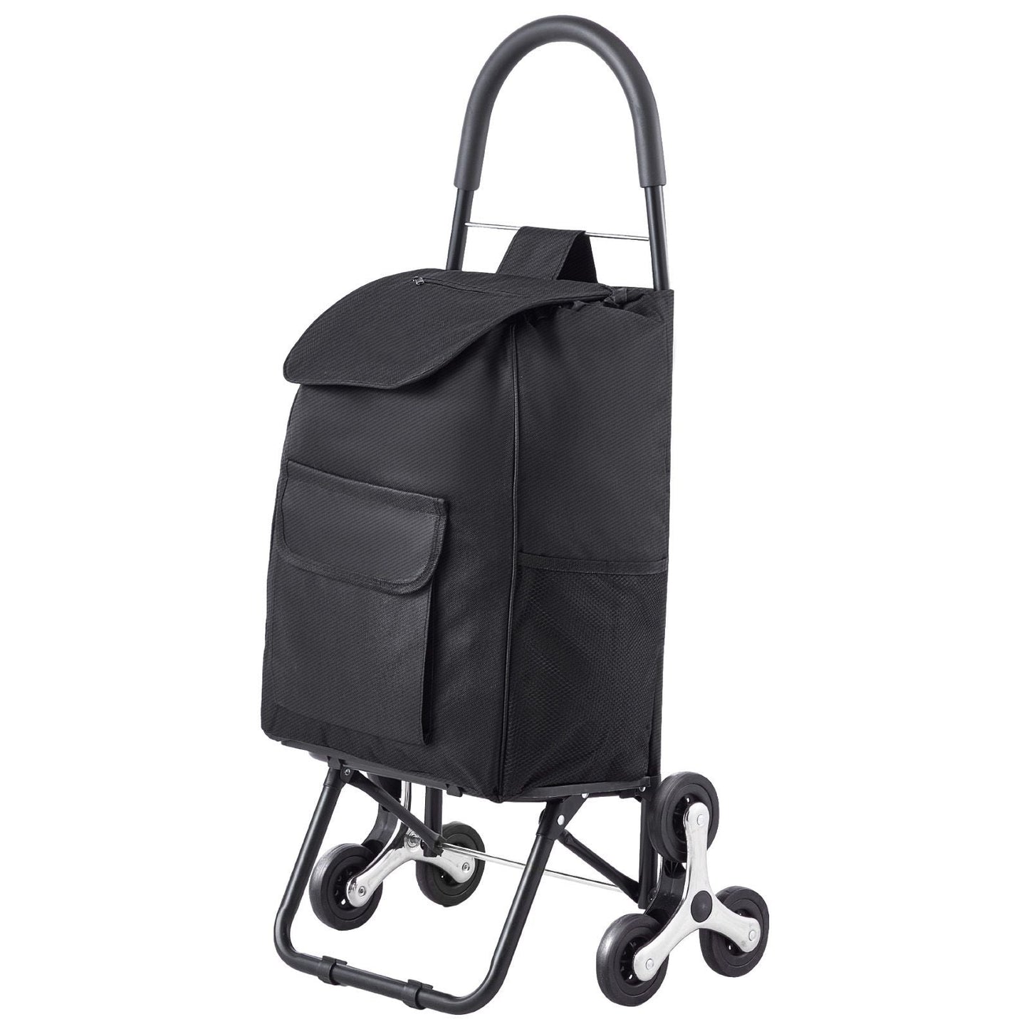 Stair Climber Trolley Dolly, 36L Folding Shopping Cart, Grocery Cart Trolley Laundry Stair Climbing Handcart with 6 Wheels & Oxford Cloth Bag, Foldable Cart for Shopping Grocery Laundry, Black New Era Fashion LLc