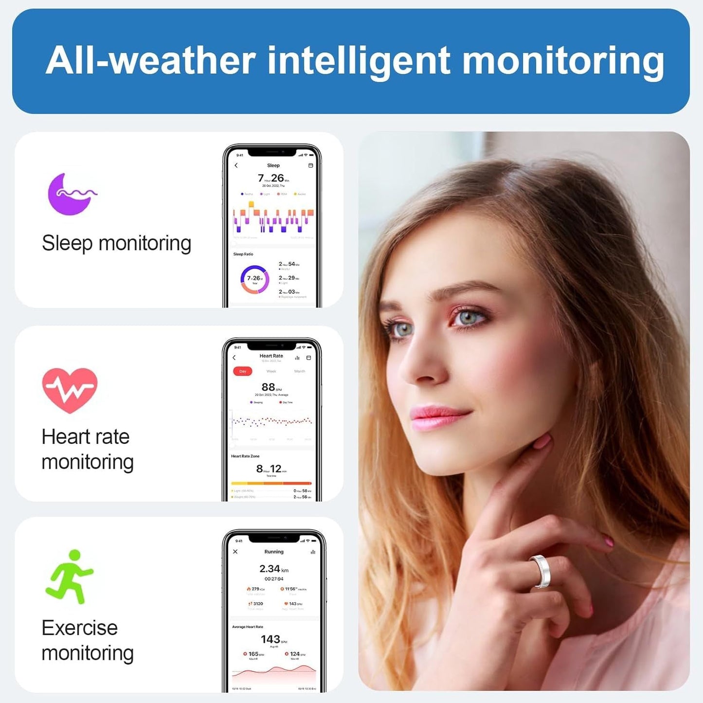 New Smart Ring Elegant Smart Jewelry for Women, Luxury Diamond Fitness Ring with Visible Circuitry Design, All-Day Health Monitoring, IP68 Waterproof, iOS Android Compatible New Era Fashion LLc