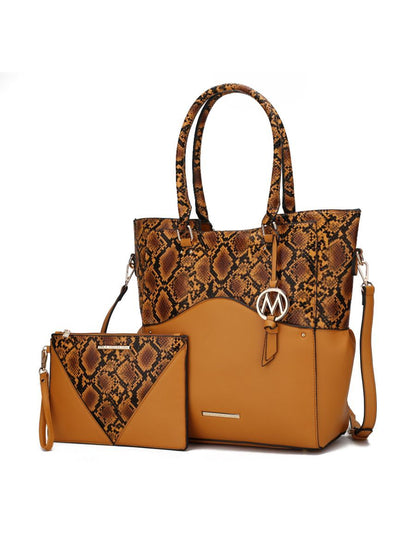 MKF Collection Iris Snake Embossed Vegan Leather Women Tote Bag with matching Wristlet Pouch by Mia k New Era Fashion LLc