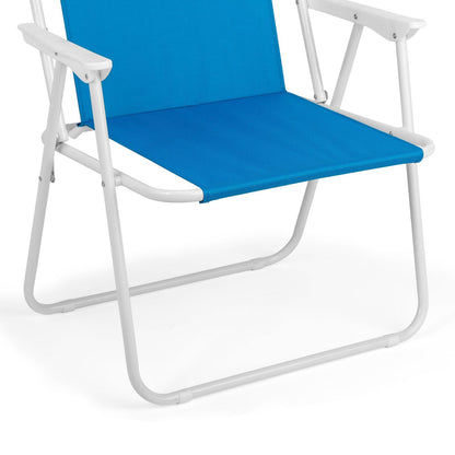 1 Pack Heavy Duty Steel Beach Chair with Umbrella, XL Size 15" Seat Height Royal Blue, Oxford Cloth with Support Bar, Single Position Adjustable, 120kg Load New Era Fashion LLc