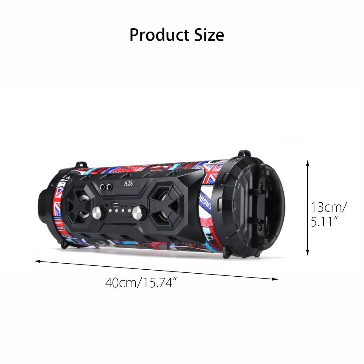 Bluetooth Speaker A28 Portable Wireless Stereo Bass Subwoofer Karaoke Party Speakers with RGB LED Light Support FM Radio TF Card New Era Fashion LLc