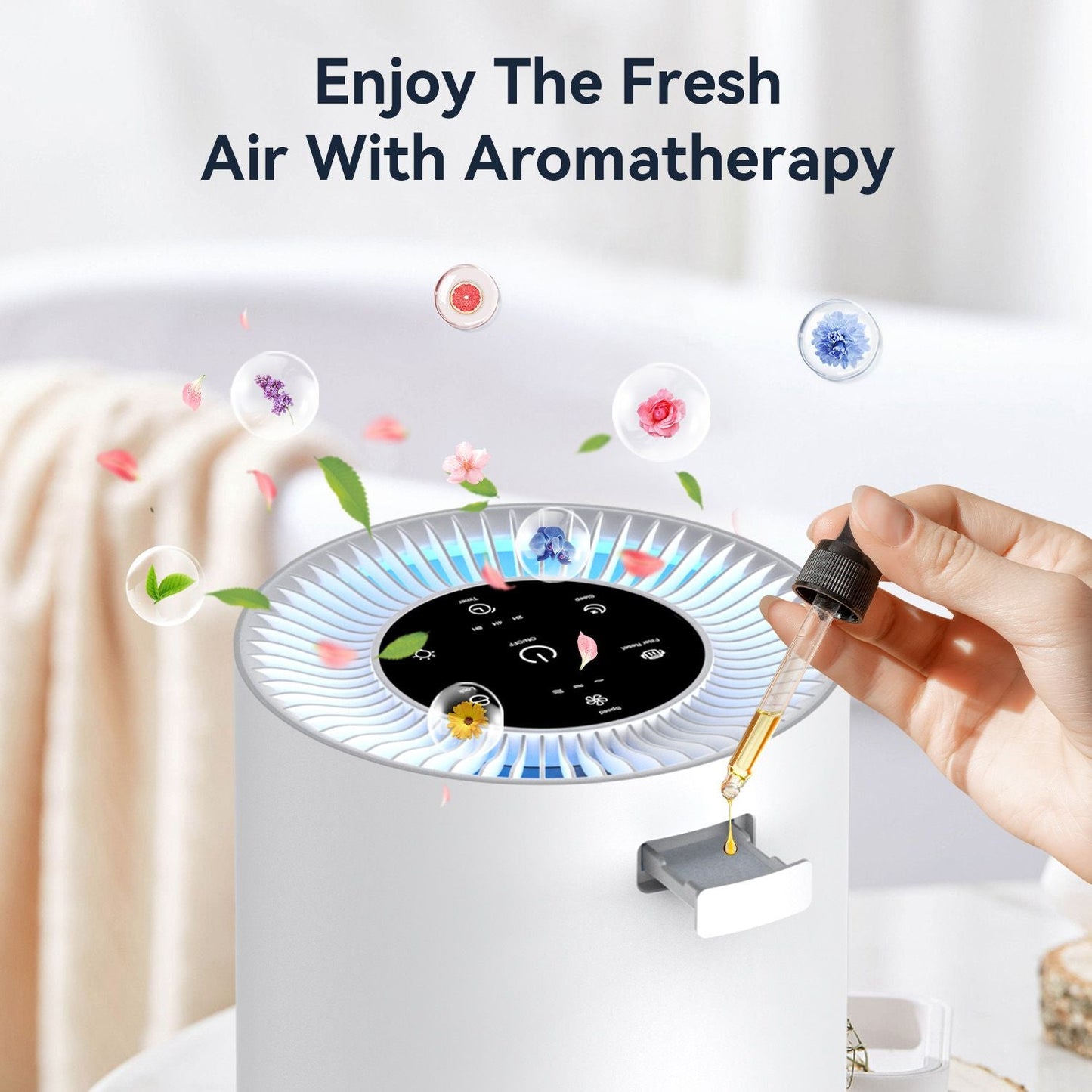 TENKER AP-6980 Air Purifier White US 1300ft² Large Rooms H13 Heap 3-Stage Filtration 3 Speeds 3 Timer w/Light Air Cleaner Machine New Era Fashion LLc
