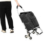 2 in 1 Shopping Stair Trolley with Wheels,Trolley Black Foldable Shopping Cart,Removable Shopping Oxford Waterproof Bag,Stainless Steel Triangular Wheels, Black New Era Fashion LLc
