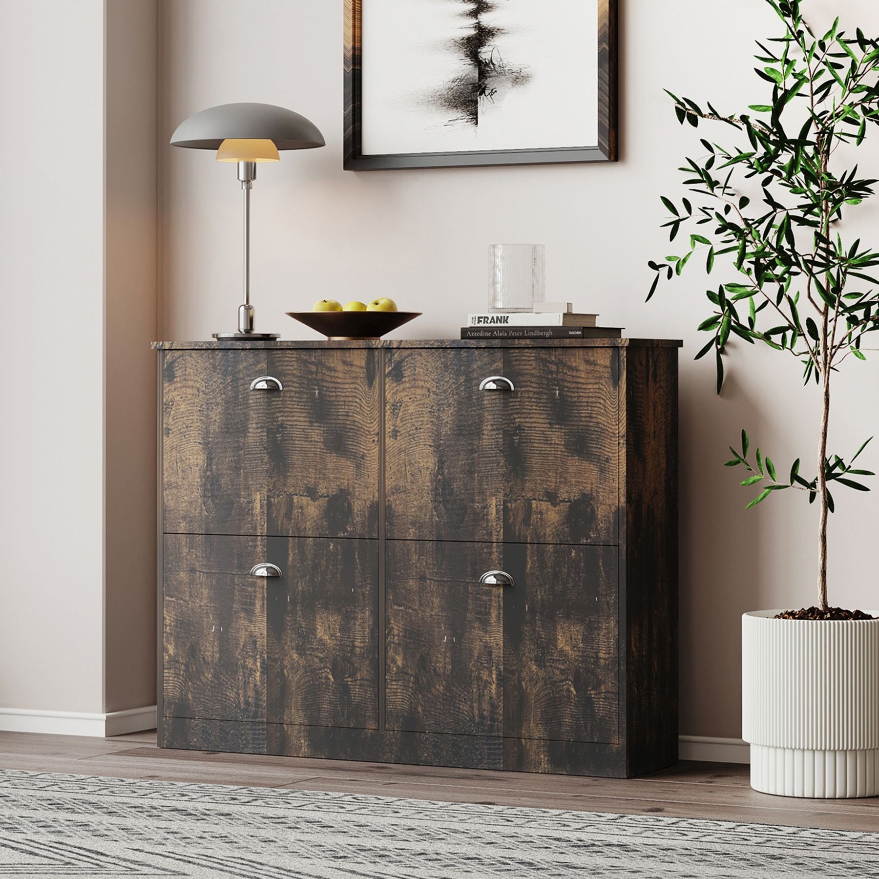 Shoe Cabinet,Hidden Slim Narrow Shoe Rack Cabinet with 4 Drawers for Entryway, Foyer,Hallway,Bedroom New Era Fashion LLc