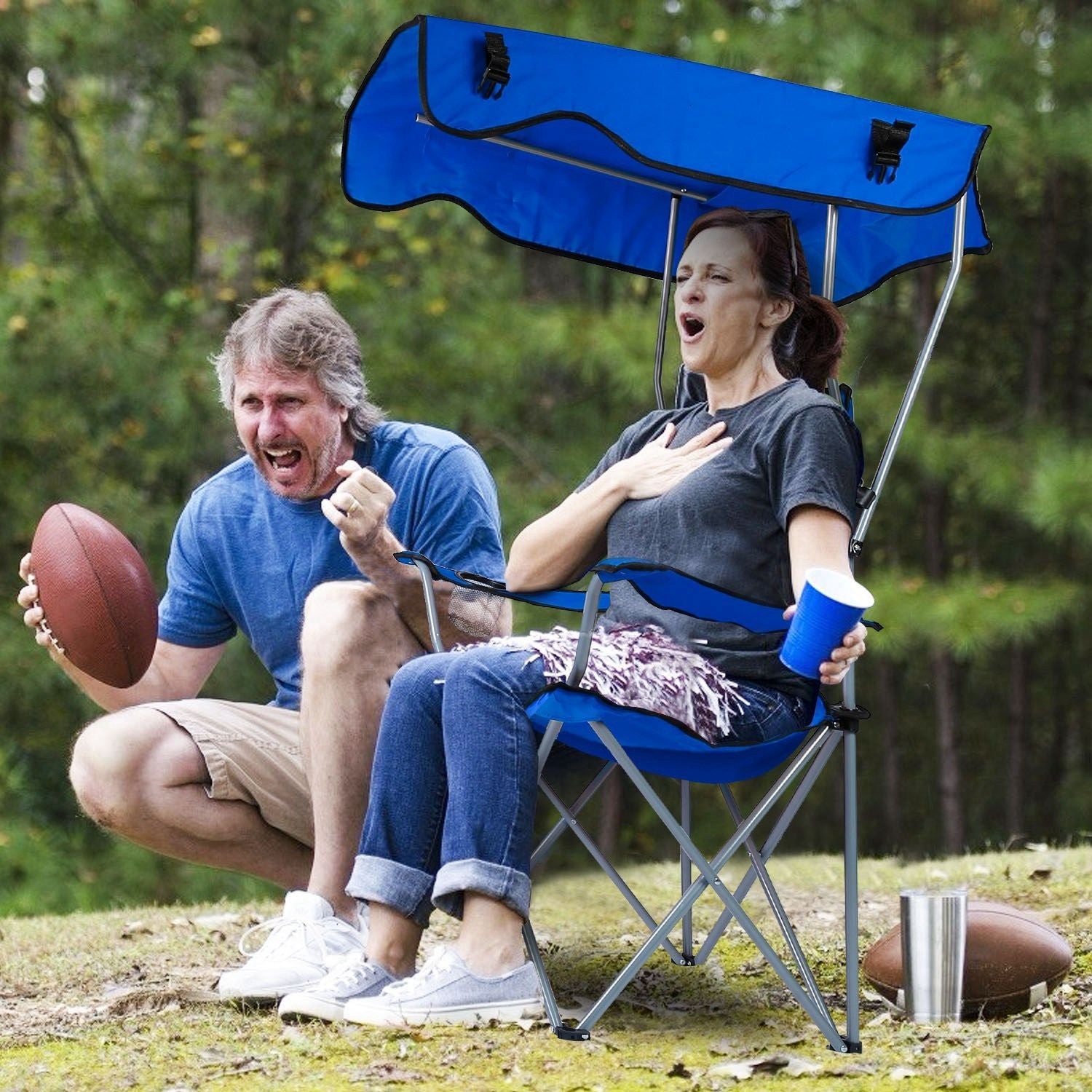 Foldable Beach Canopy Chair Sun Protection Camping Lawn Canopy Chair 330LBS Load Folding Seat New Era Fashion LLc