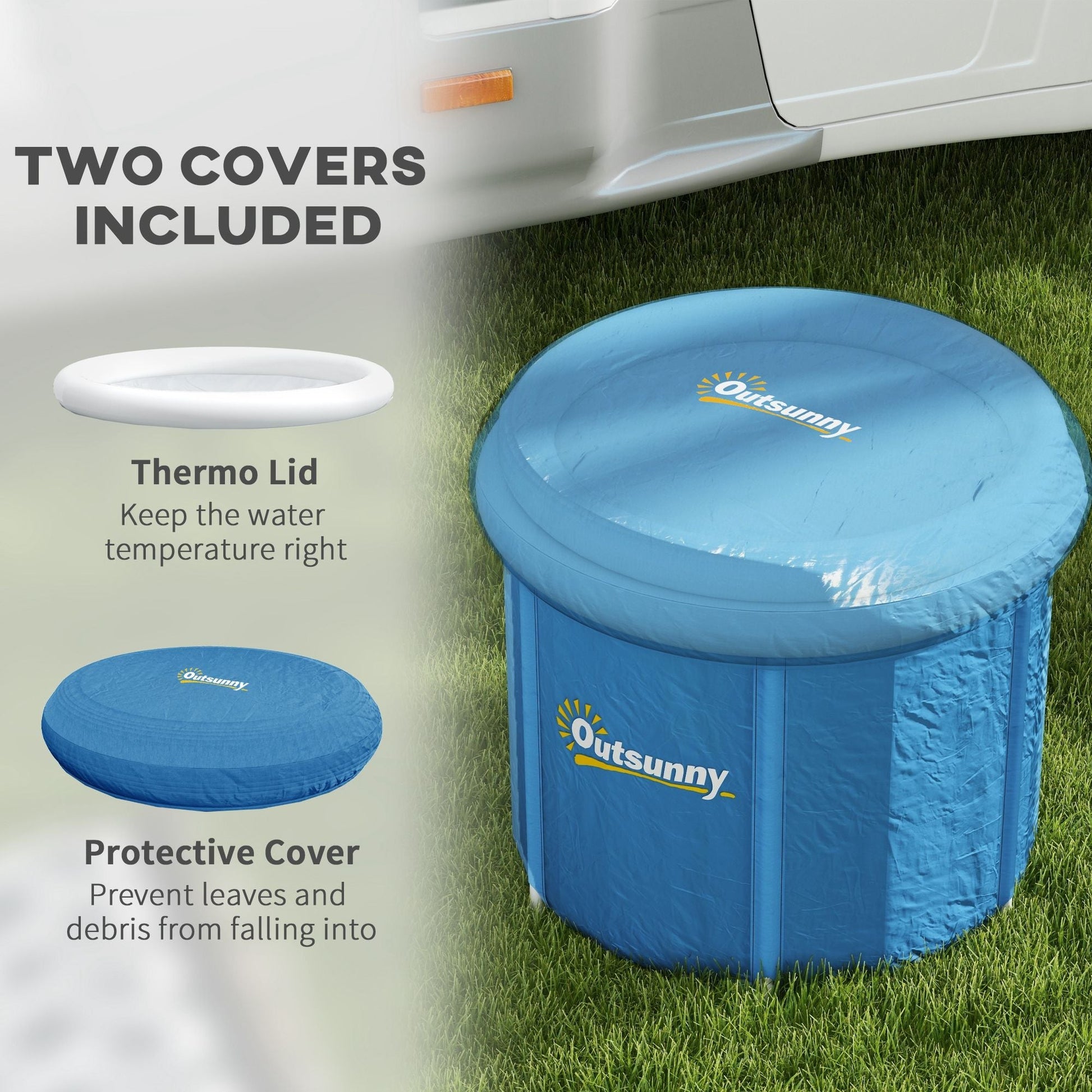 Cold Plunge Tub, Portable Ice Bath Cold Water Therapy Tub with Thermo Lid, for Athletes Recovery, Dark Blue New Era Fashion LLc
