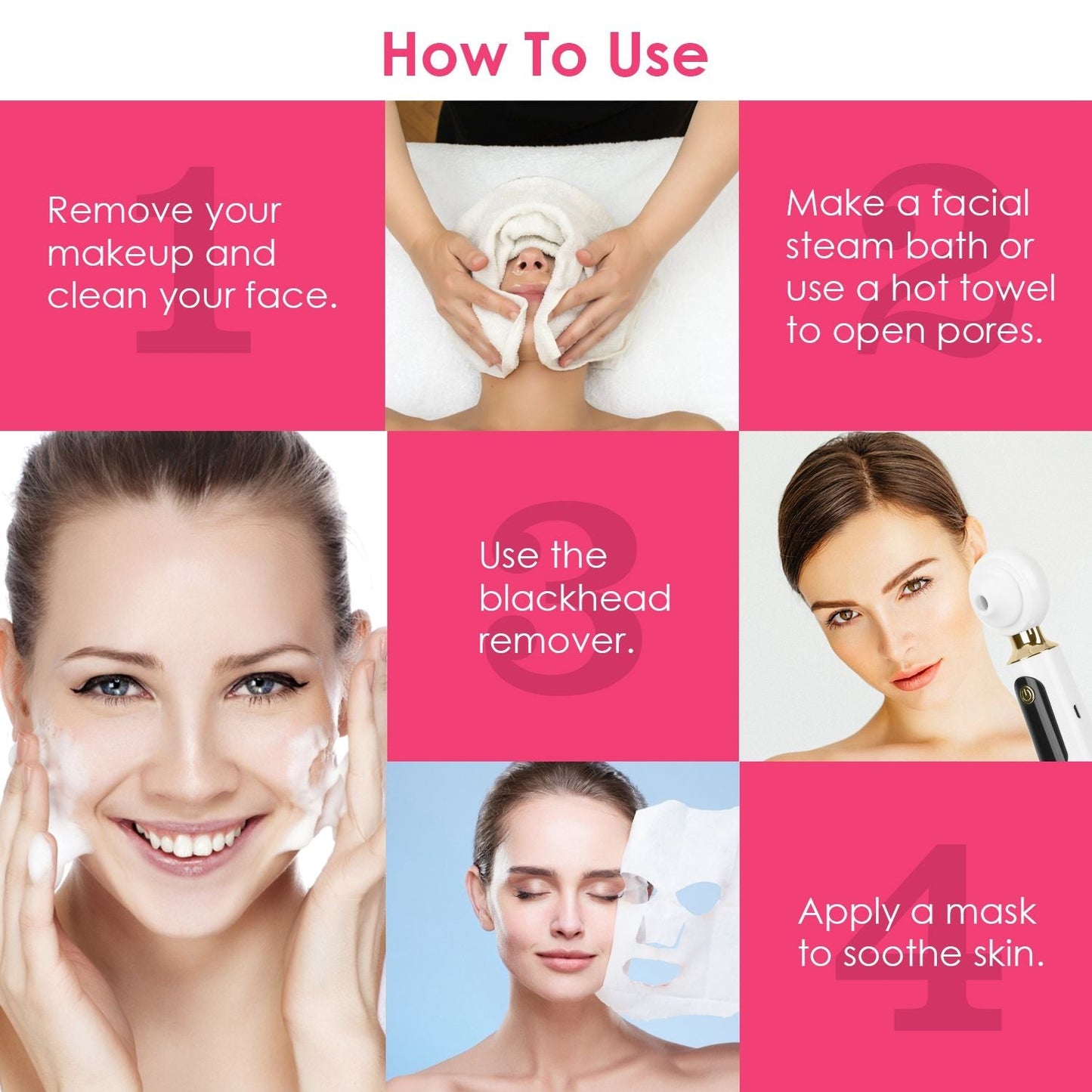 Blackhead Vacuum Remover Electric Acne Blackhead Comedone Extractor Remover Tool Facial Pore Cleaner Pimple Suction Tool New Era Fashion LLc