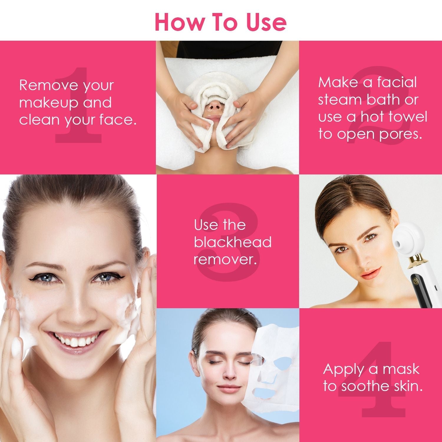 Blackhead Vacuum Remover Electric Acne Blackhead Comedone Extractor Remover Tool Facial Pore Cleaner Pimple Suction Tool New Era Fashion LLc