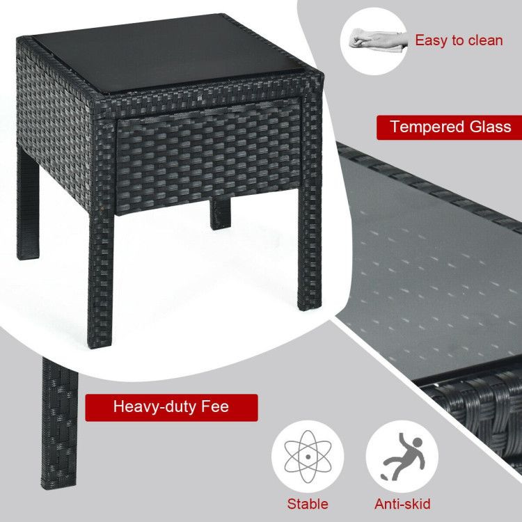 3 Pieces Outdoor Rattan Patio Conversation Set with Seat Cushions New Era Fashion LLc