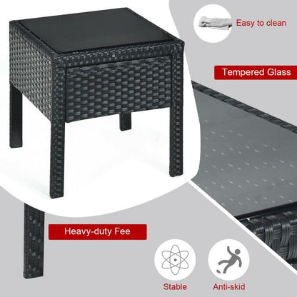 3 Pieces Outdoor Rattan Patio Conversation Set with Seat Cushions New Era Fashion LLc