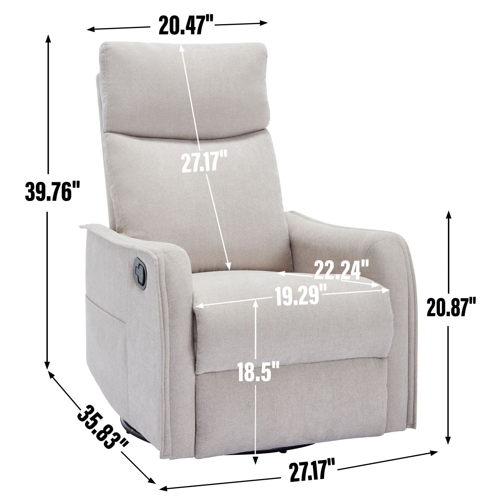 Heat Massage Manual Recliner Chair with Rocker and Swivel in Fabric for Living Room, Beige New Era Fashion LLc