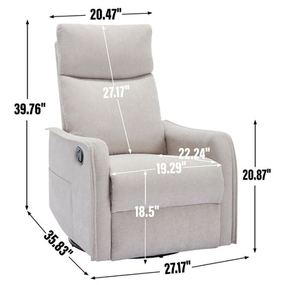 Heat Massage Manual Recliner Chair with Rocker and Swivel in Fabric for Living Room, Beige New Era Fashion LLc