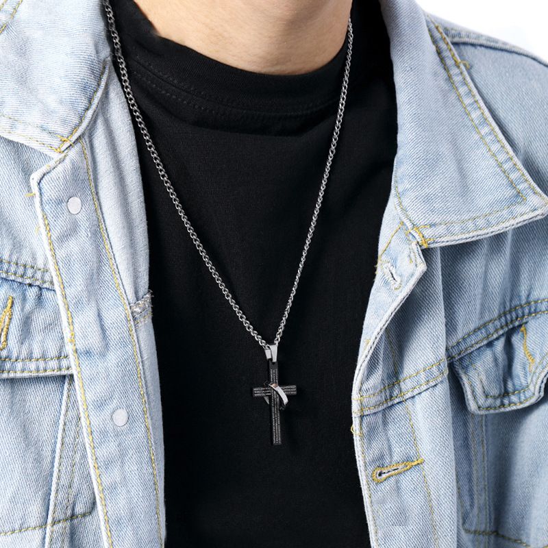 Light Wind Titanium Steel Cross Necklace Sweater Chain Cold New Era Fashion LLc