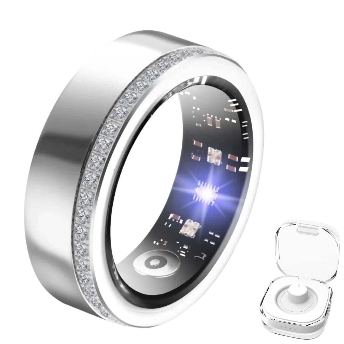 New Smart Ring Elegant Smart Jewelry for Women, Luxury Diamond Fitness Ring with Visible Circuitry Design, All-Day Health Monitoring, IP68 Waterproof, iOS Android Compatible New Era Fashion LLc
