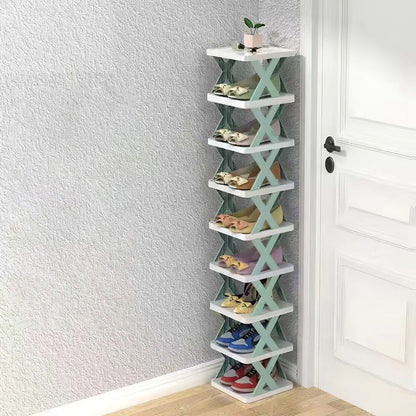 9Tier Narrow Entryway Shoe Rack Plastic Vertical Shoe Organizer Space Saving Free Standing Shoes Storage Shelf Closet Hallway New Era Fashion LLc