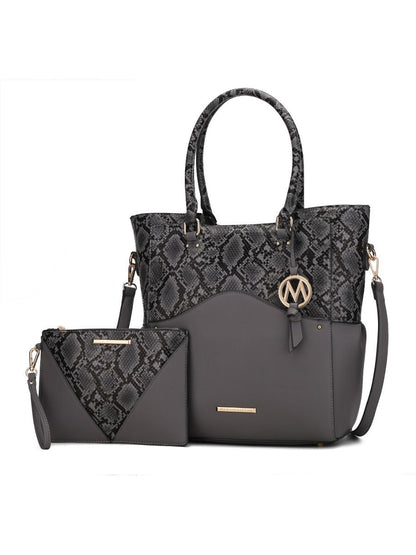 MKF Collection Iris Snake Embossed Vegan Leather Women Tote Bag with matching Wristlet Pouch by Mia k New Era Fashion LLc