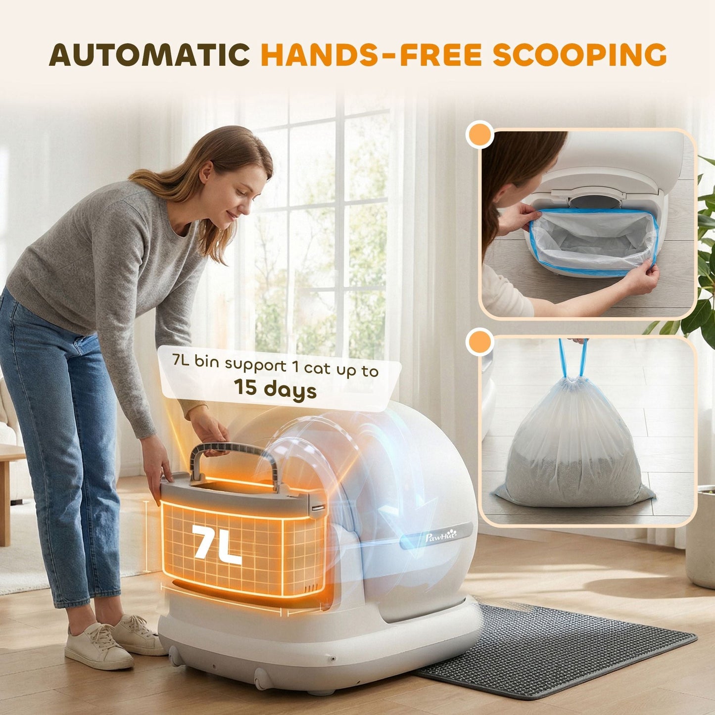 72L Automatic Litter Box, Self Cleaning Litter Box, App Control, Odor & Noise Control, Safety Sensors, Deodorant Gel New Era Fashion LLc