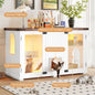 47.25" Large Cat Litter Box Enclosure with LED Light, Hidden Litter Box Furniture, Cat House with Stairs and Cat Scratching Post, Cat Cabinet Side Table with Smart Doors for Living Room New Era Fashion LLc