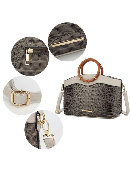 MKF Collection Phoebe Faux Crocodile Embossed Vegan Leather Women Tote with Wristlet Wallet Bag by Mia k New Era Fashion LLc