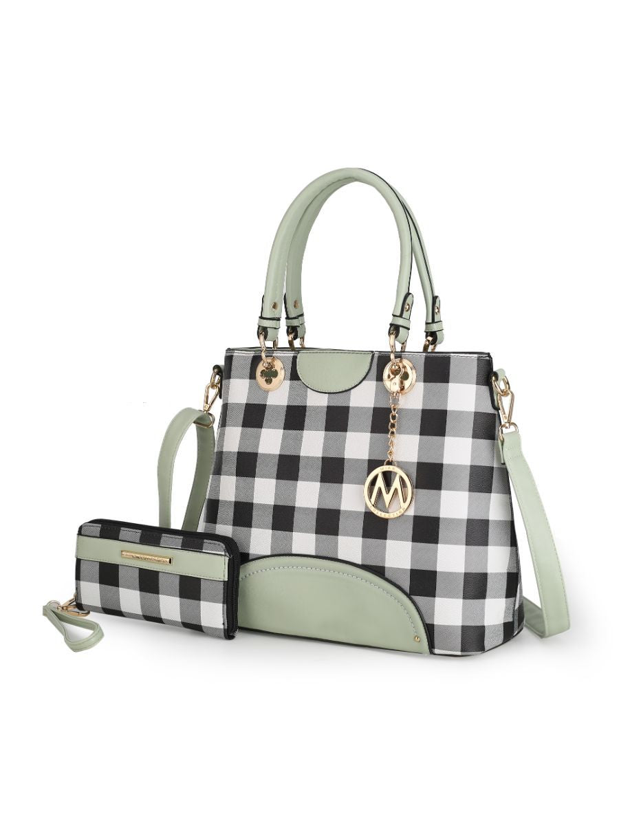MKF Collection Gabriella Checkers Handbag with Wallet by Mia k New Era Fashion LLc