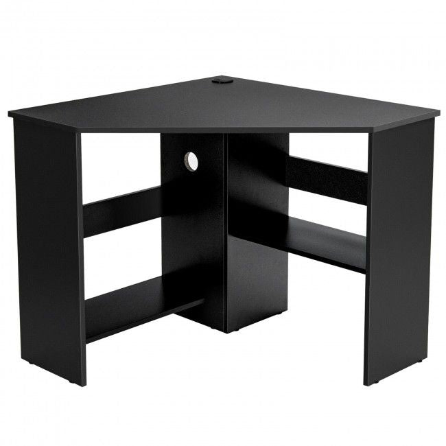 Corner Computer Desk Triangle Writing Workstation with Storage Shelf New Era Fashion LLc