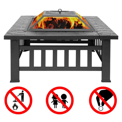 Portable Courtyard Metal Fire Pit with Accessories Black New Era Fashion LLc