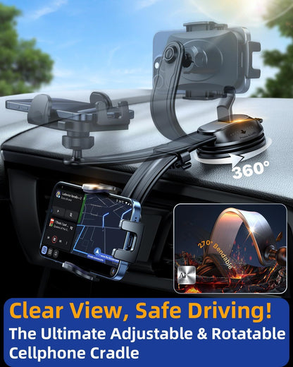 2026 Ultimate Car Phone Holder Mount Bendable & Adjustable Aluminum Arm Cell Phone Holder for Car Dashboard Windshield Phone Stand for iPhone 17 16 15 14 Pro Max Samsung Pickup Truck New Era Fashion LLc