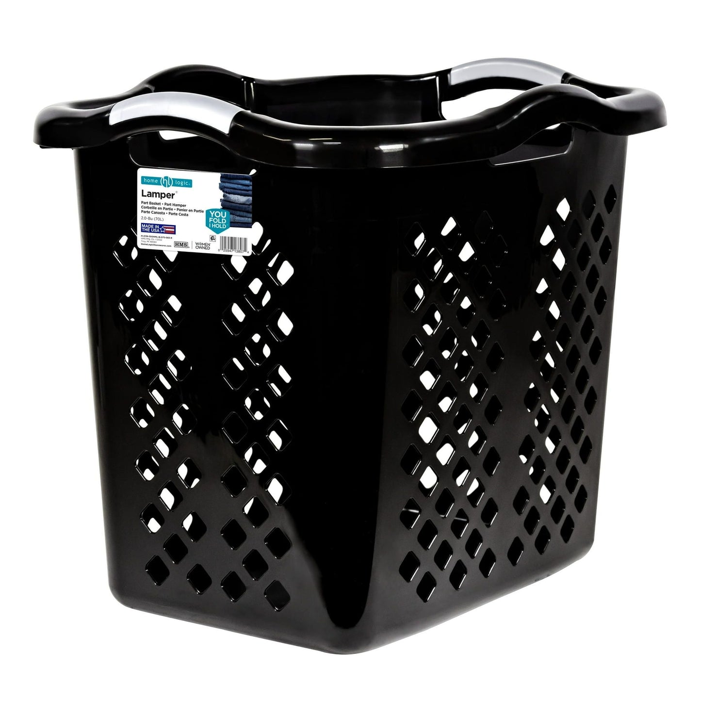 Lamper 2 Bushel Laundry Basket, Black/Silver New Era Fashion LLc