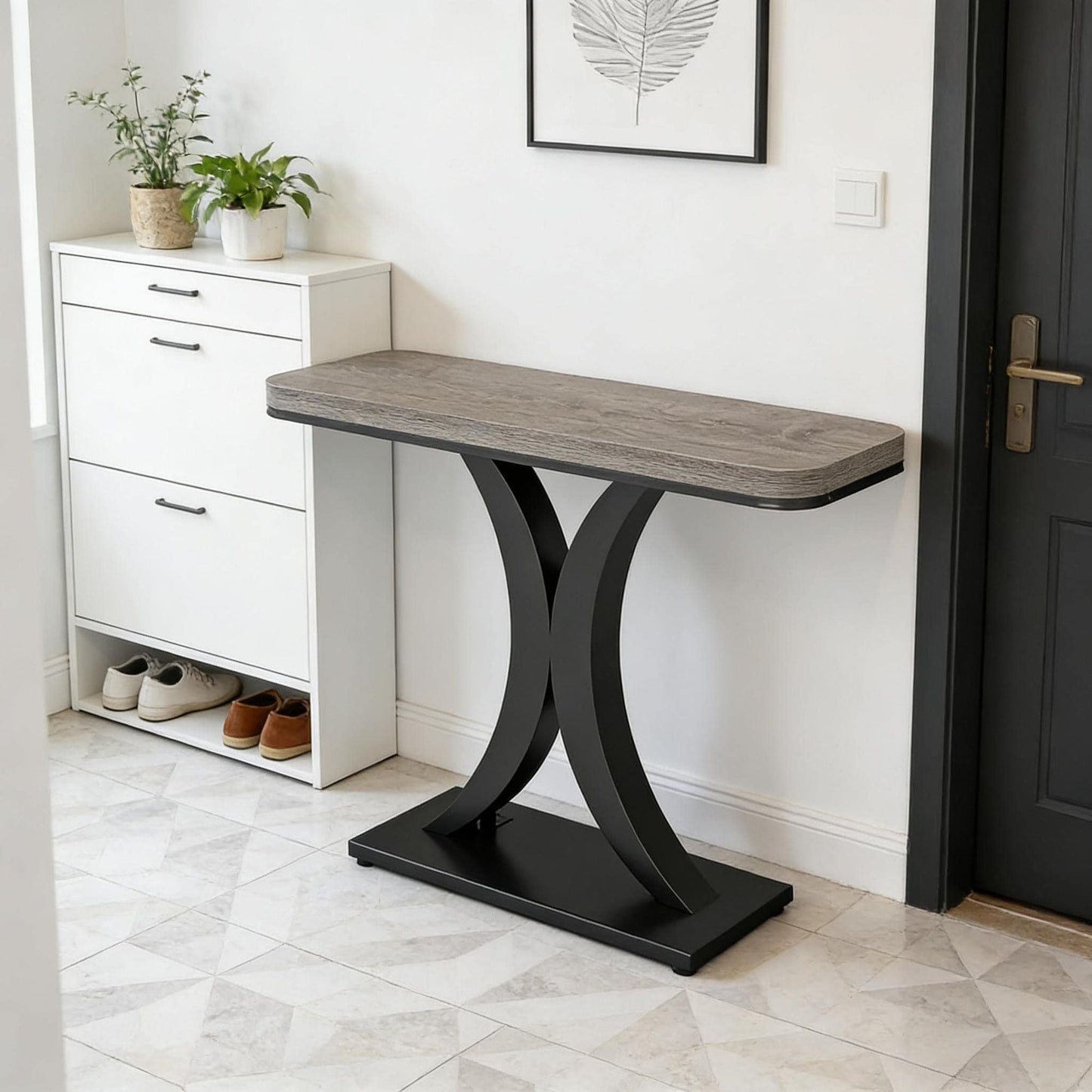 Compact Console Table,Modern Industrial Style Entryway Foyer Table,Sturdy Sofa Table New Era Fashion LLc
