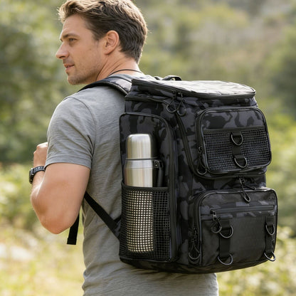 42L/11Gal Fishing Backpack Large Capacity Fishing Tackle Storage Bag with Rod Holders 16-Pocket Water-Resistant with Divider Adjustable Padded Straps for Fishing Gear Outdoor Camping Hiking New Era Fashion LLc