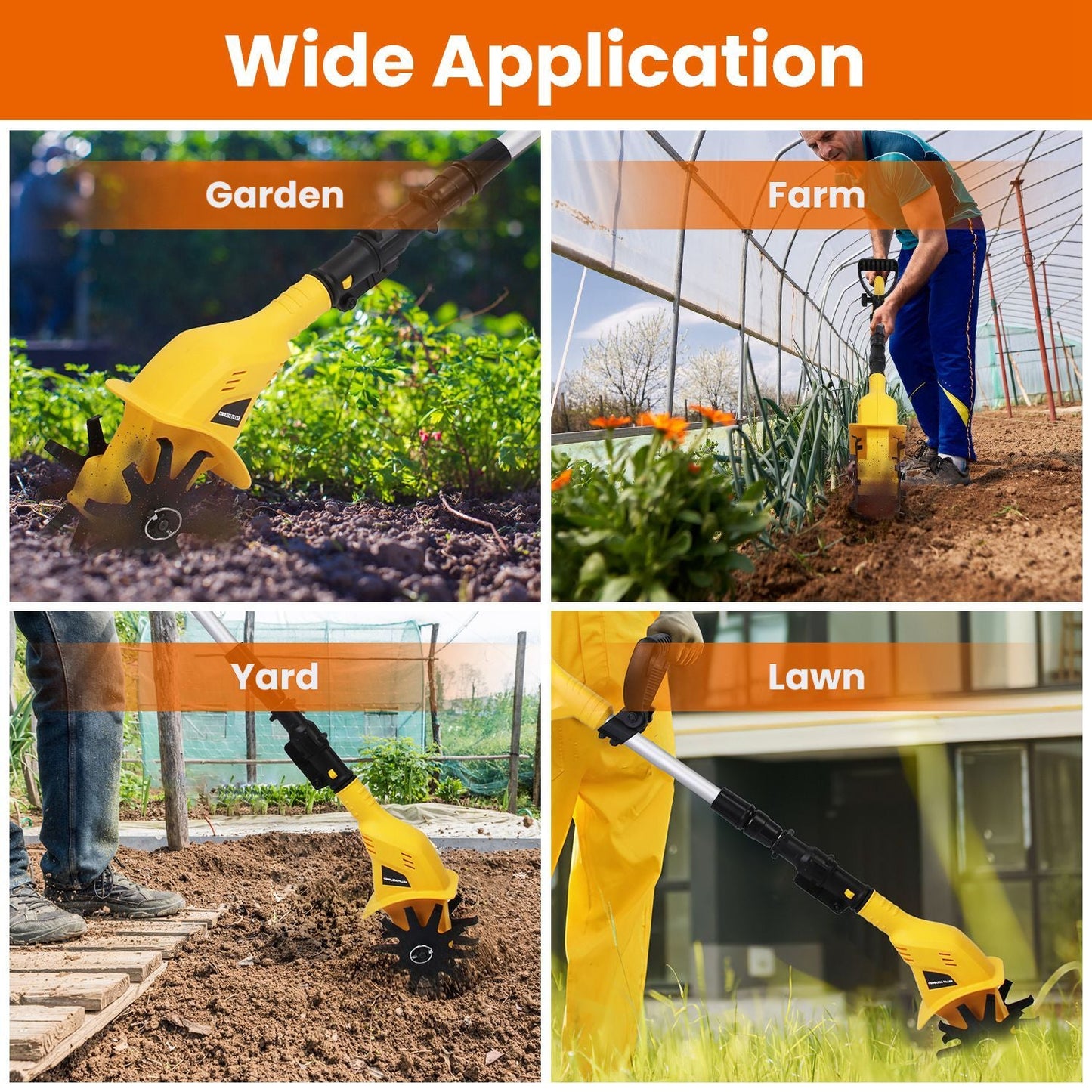 20V Cordless Tiller Cultivator, 250RPM Electric Garden Tiller Depth Garden Rototiller for Lawn/Gardening/Soil Cultivation New Era Fashion LLc