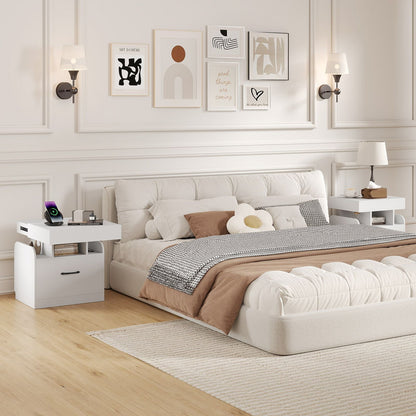 Nightstand with Charging Station Modern Bedside Table for Living Room Bedroom Office New Era Fashion LLc