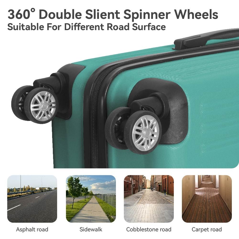 3-Piece Lightweight ABS Hardshell Luggage Set (20", 24", 26") in Fresh Green with Spinner Wheels, TSA Lock, and Adjustable Telescopic Handle - Durable Travel Suitcases New Era Fashion LLc