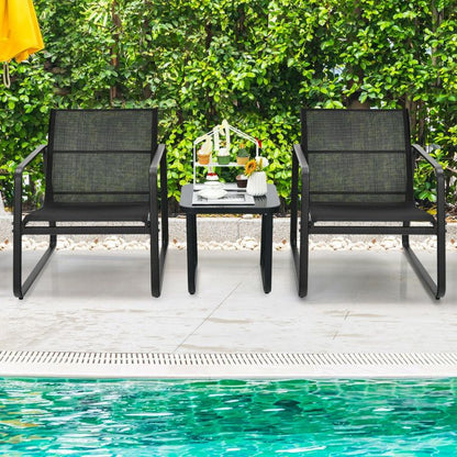 3 Pieces Patio Bistro Furniture Set with Glass Top Table Garden Deck New Era Fashion LLc