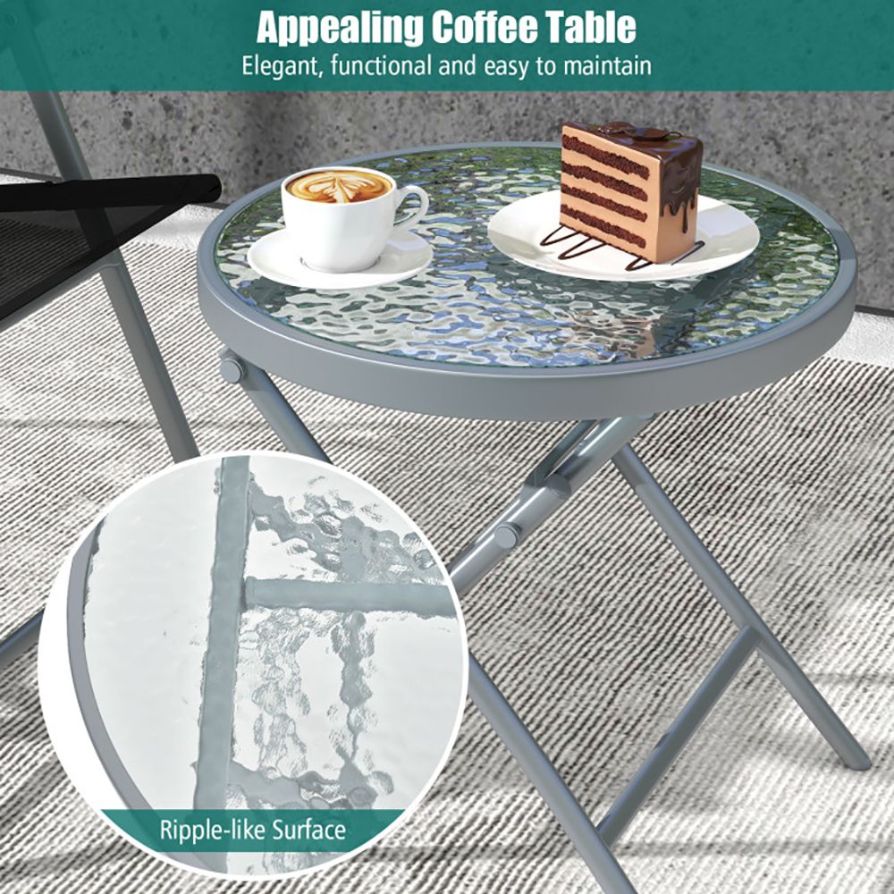3 Pieces Patio Folding Chair Set Outdoor Metal Conversation Set New Era Fashion LLc